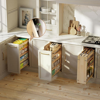 Organizador especias madera 5x22.3x25.2pulg estante deslizante