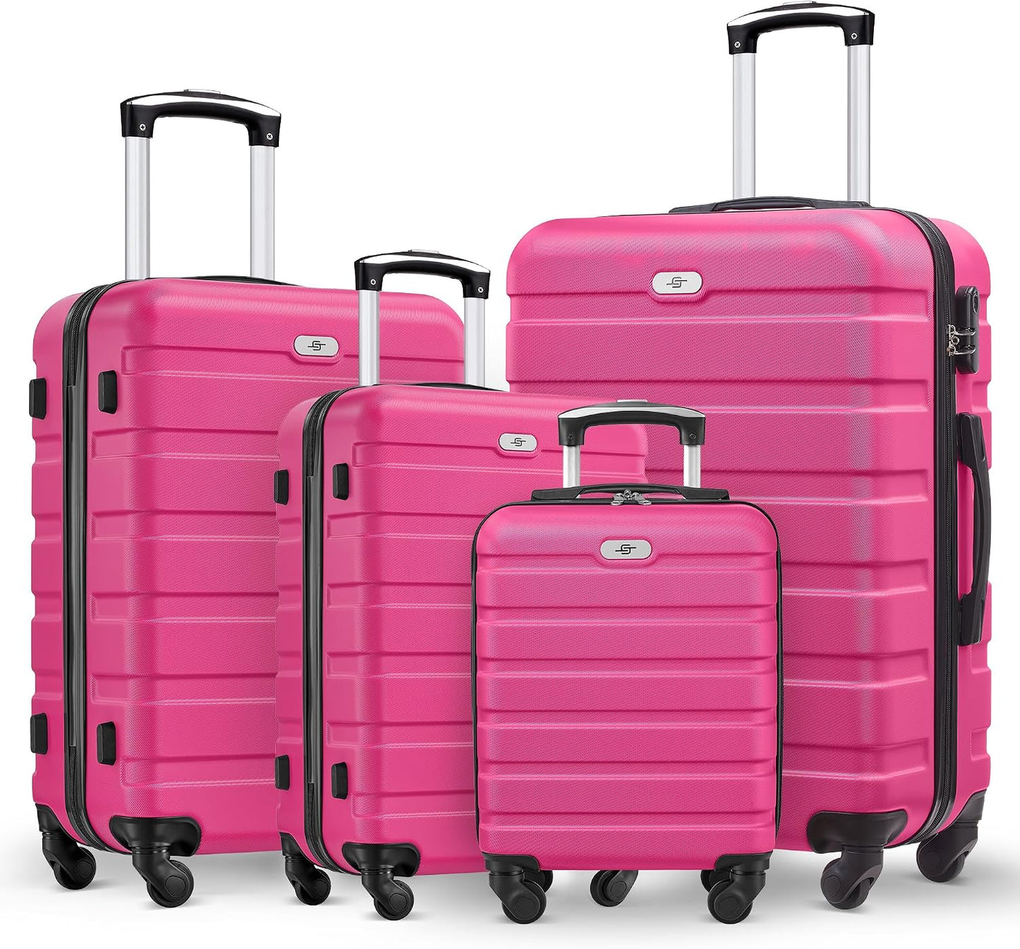 Set 4 maletas rígidas con ruedas 16-28pulg rojo rosa