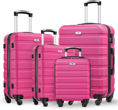 Set 4 maletas rígidas con ruedas 16-28pulg rojo rosa