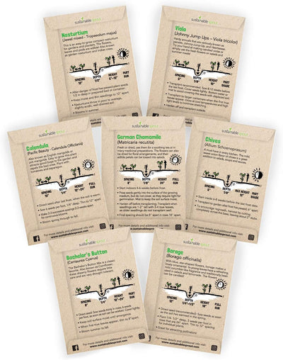 Kit 7 paquetes semillas flores comestibles variadas
