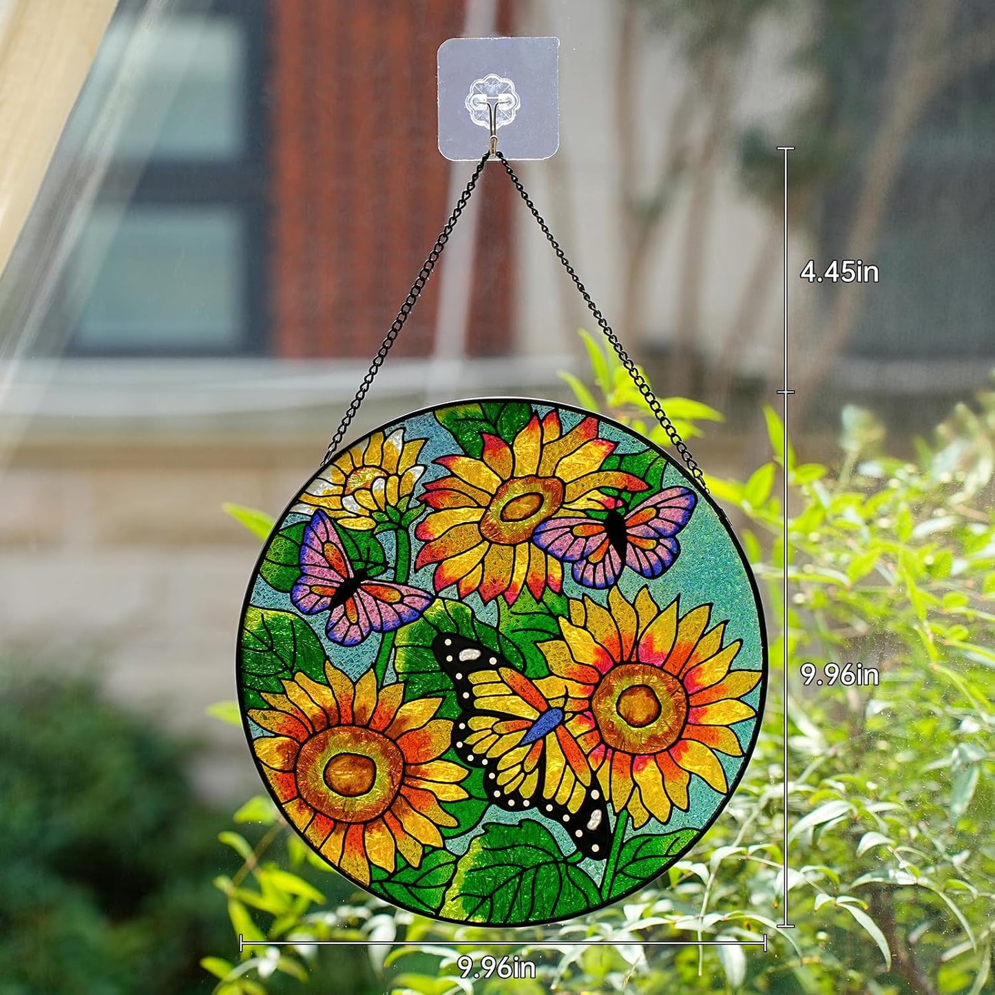 Colgante vidrieras decoración pintada girasol 10pulg