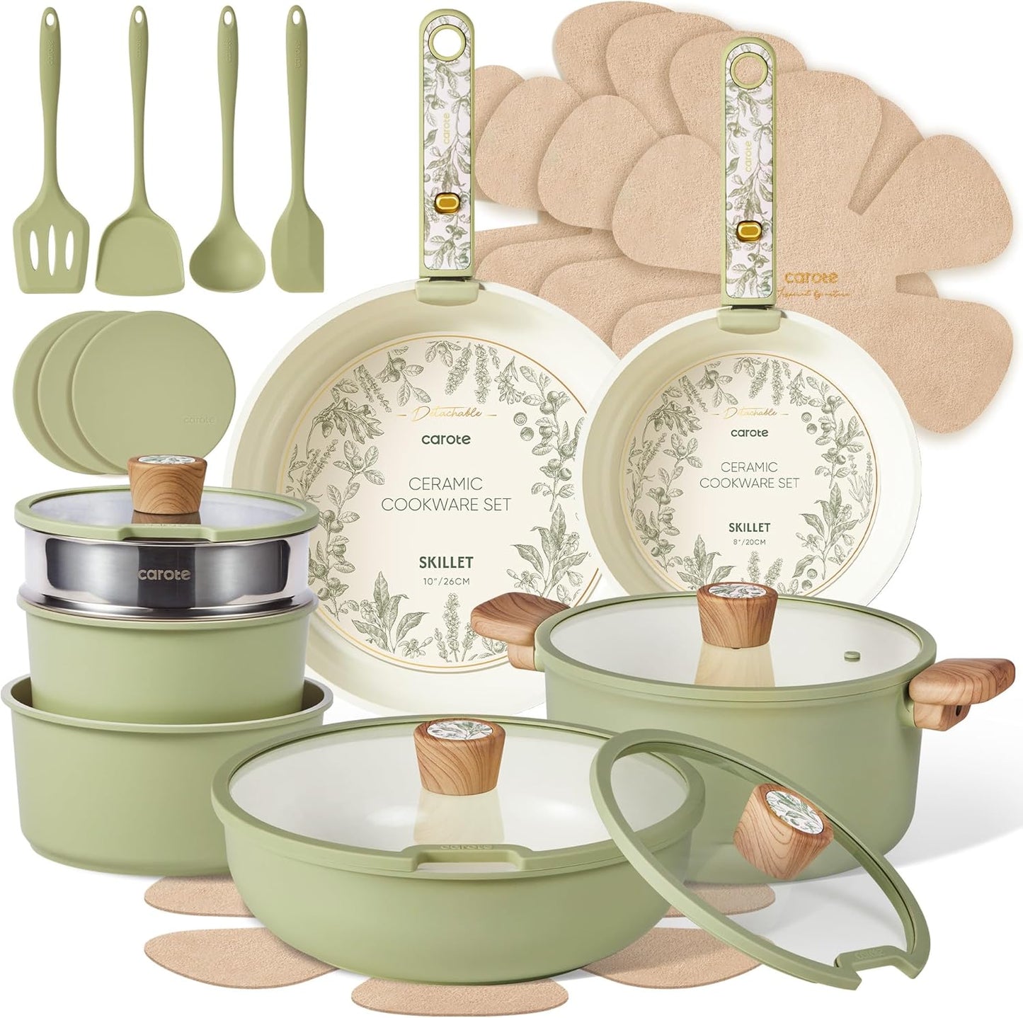 Set 25 Pzas Utensilios Cerámica Antiadherente Sin PFAS