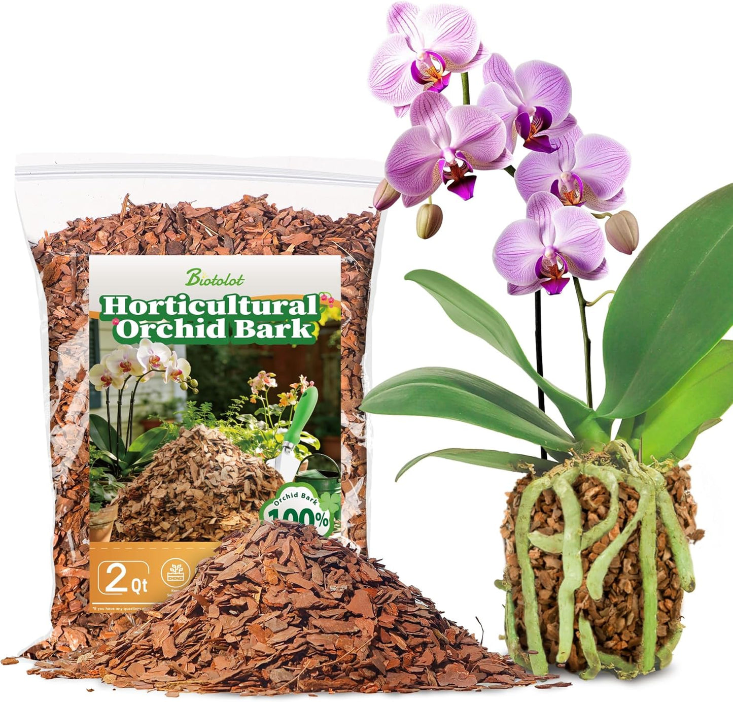 Corteza orquídea 2qt para maceta y enmienda
