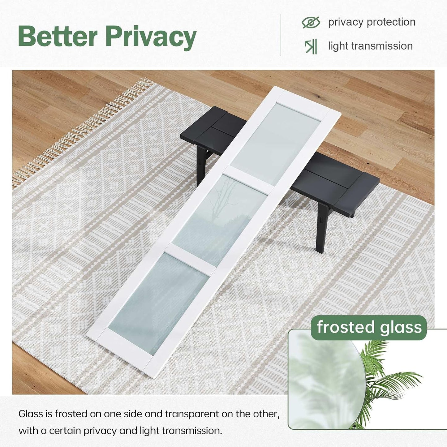 Puerta granero plegable 42x84pulg vidrio esmerilado blanco
