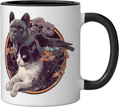 Taza Cerámica Perro Bulldog Francés Gótico Negro/Blanco