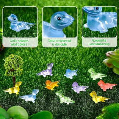 120 Mini Estatuas Lagarto Resina Luminosa Jardín
