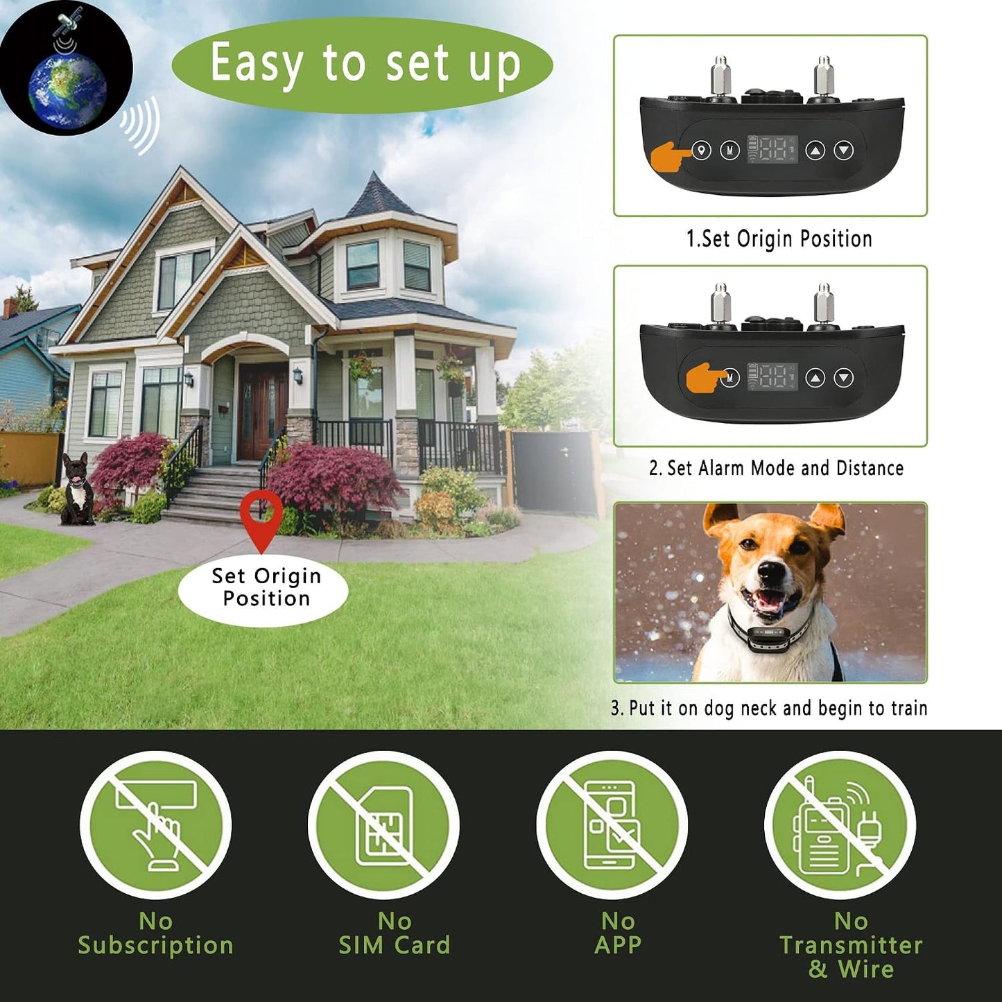 Sistema GPS inalámbrico para perros collar impermeable