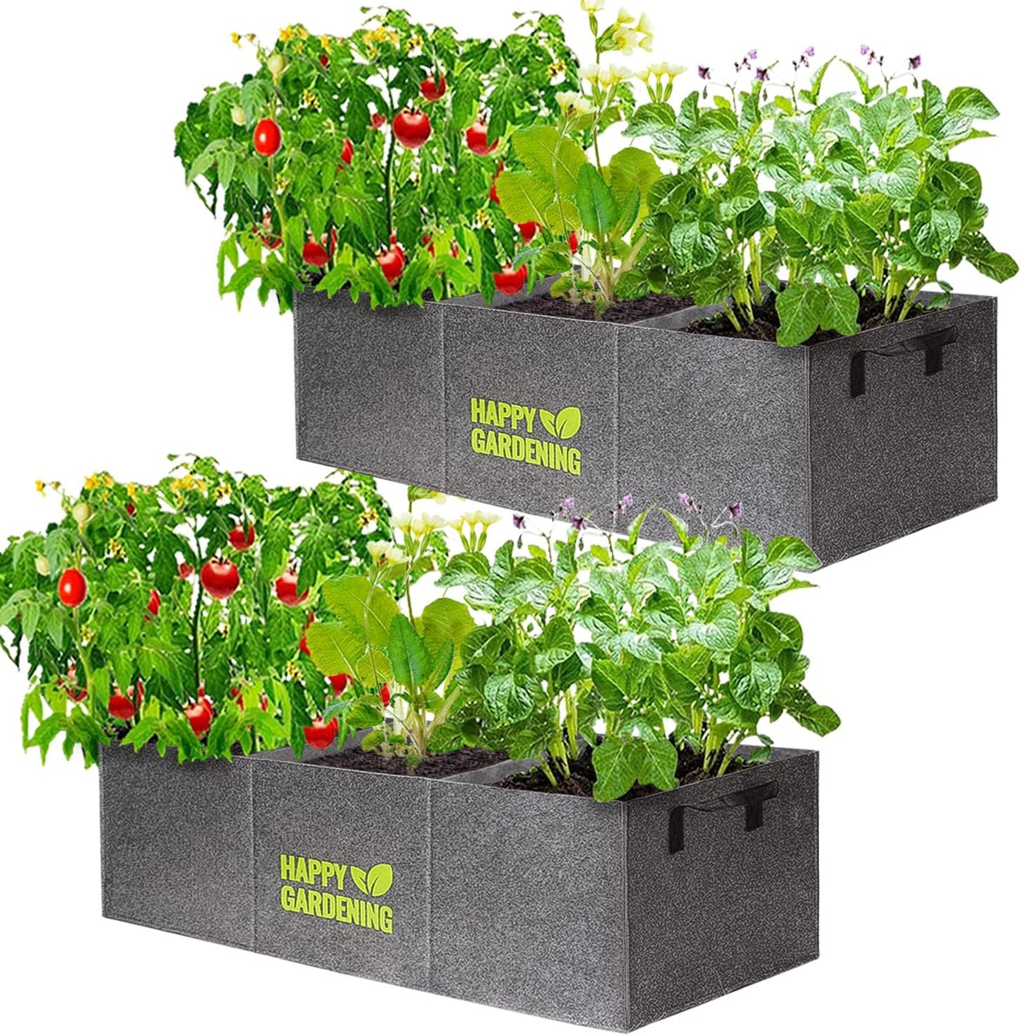 Bolsas cultivo tela 2 camas jardín elevadas asa 3ft²