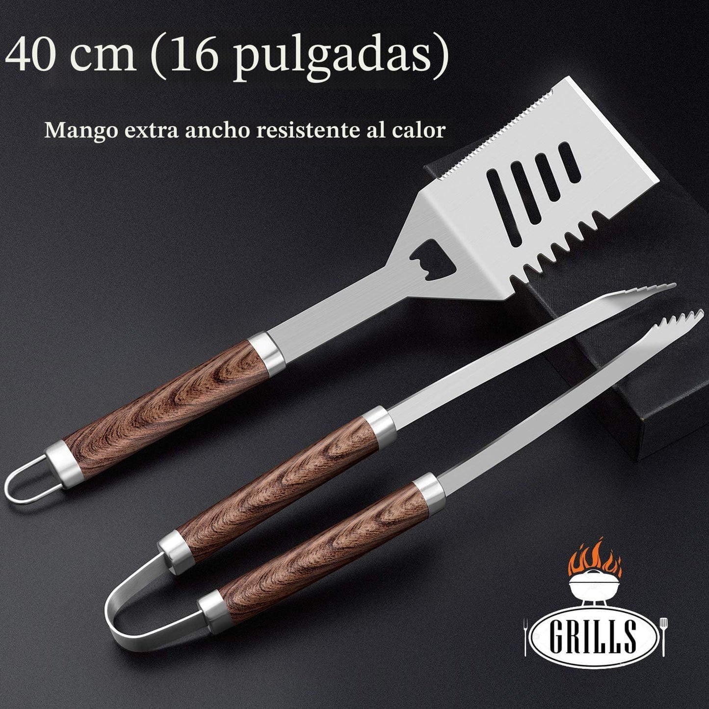 Set 26 Pzas Herramientas Parrilla Acero Inox Antiderrap