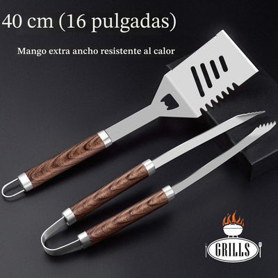 Set 26 Pzas Herramientas Parrilla Acero Inox Antiderrap