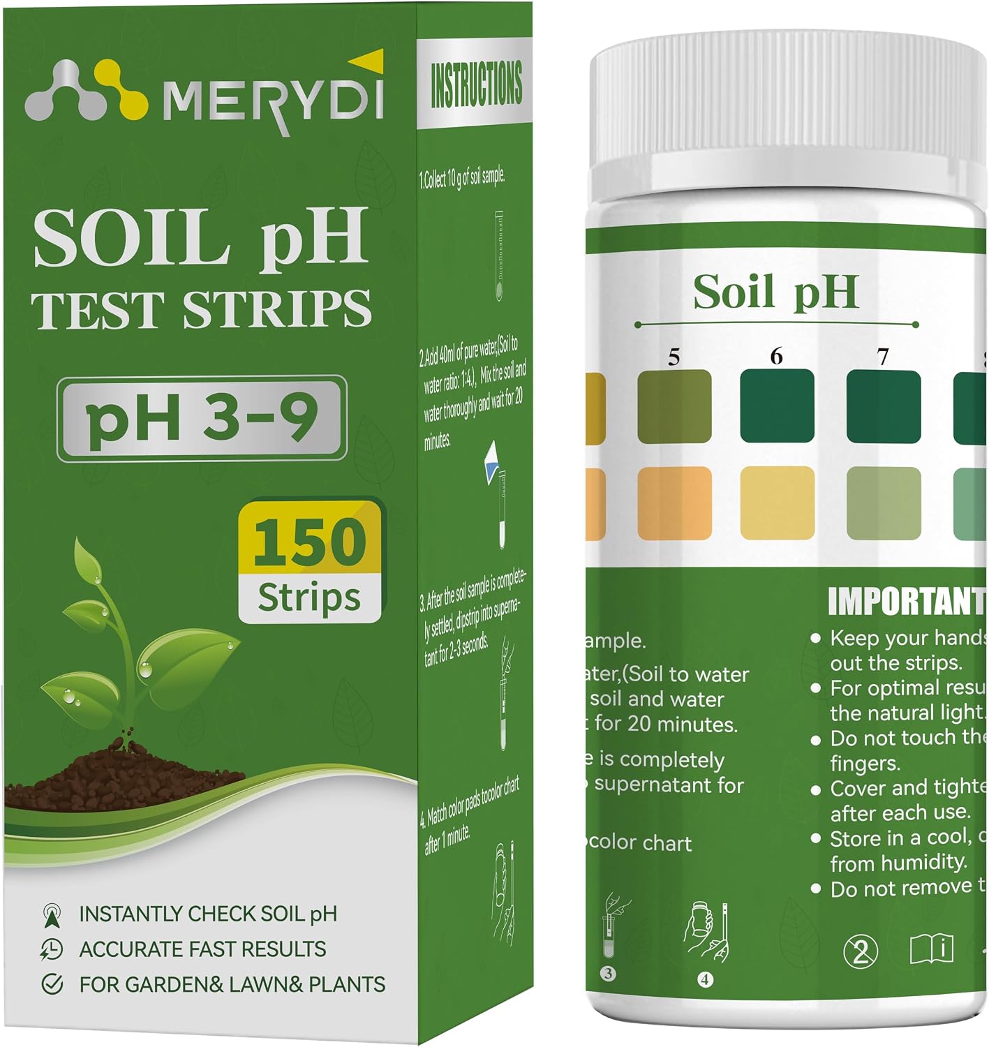 Kit prueba pH suelo 150 tiras rango 3-9 jardín plantas