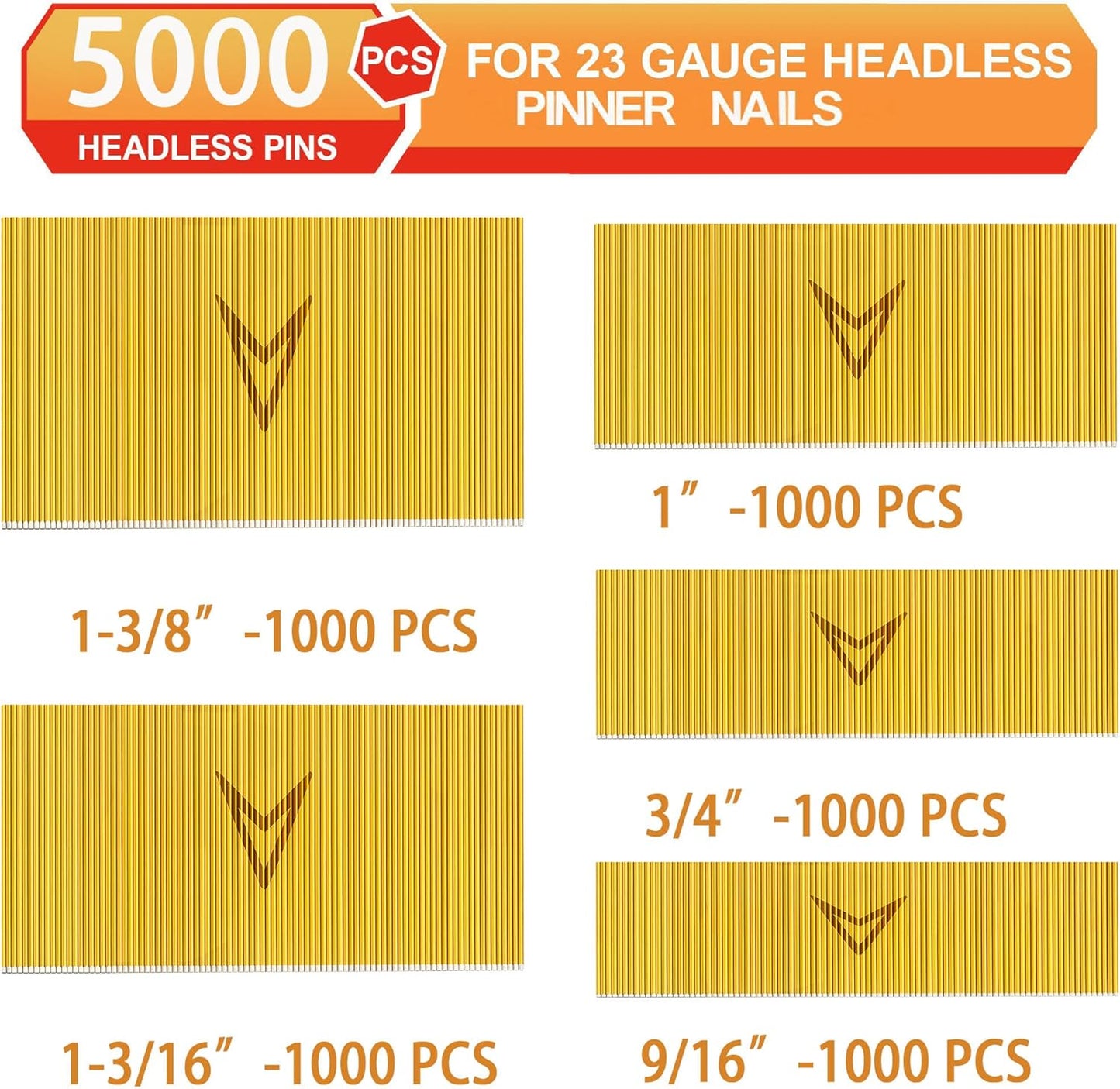 Clavos sin cabeza surtidos 9/16 a 1-3/8 pulg 5000 uds