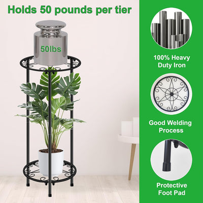 Soporte para plantas metal inox 23.9pulg 2 niveles jardín