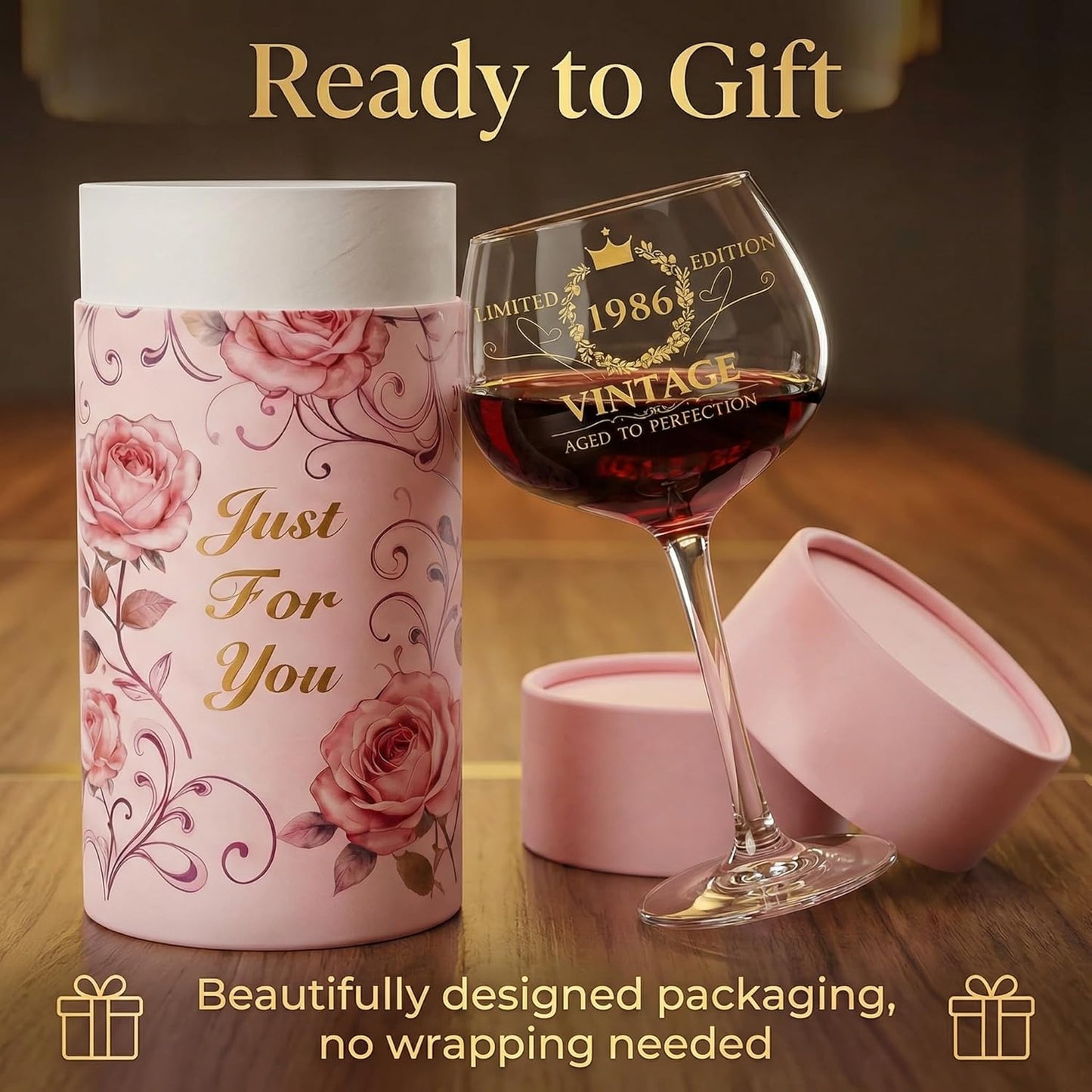 Copa de vino grabada vintage 1986 regalo de cumpleaños 40 para mujer