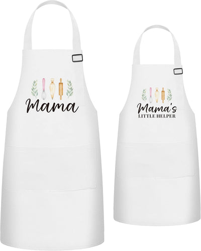 Delantal ajustable Mama and Me para adultos y niños, juego de 2 con bolsillos