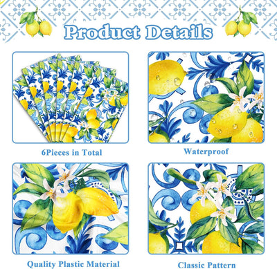 6 Pzas Manteles Plástico Azul 14x108pulg Decoración Verano