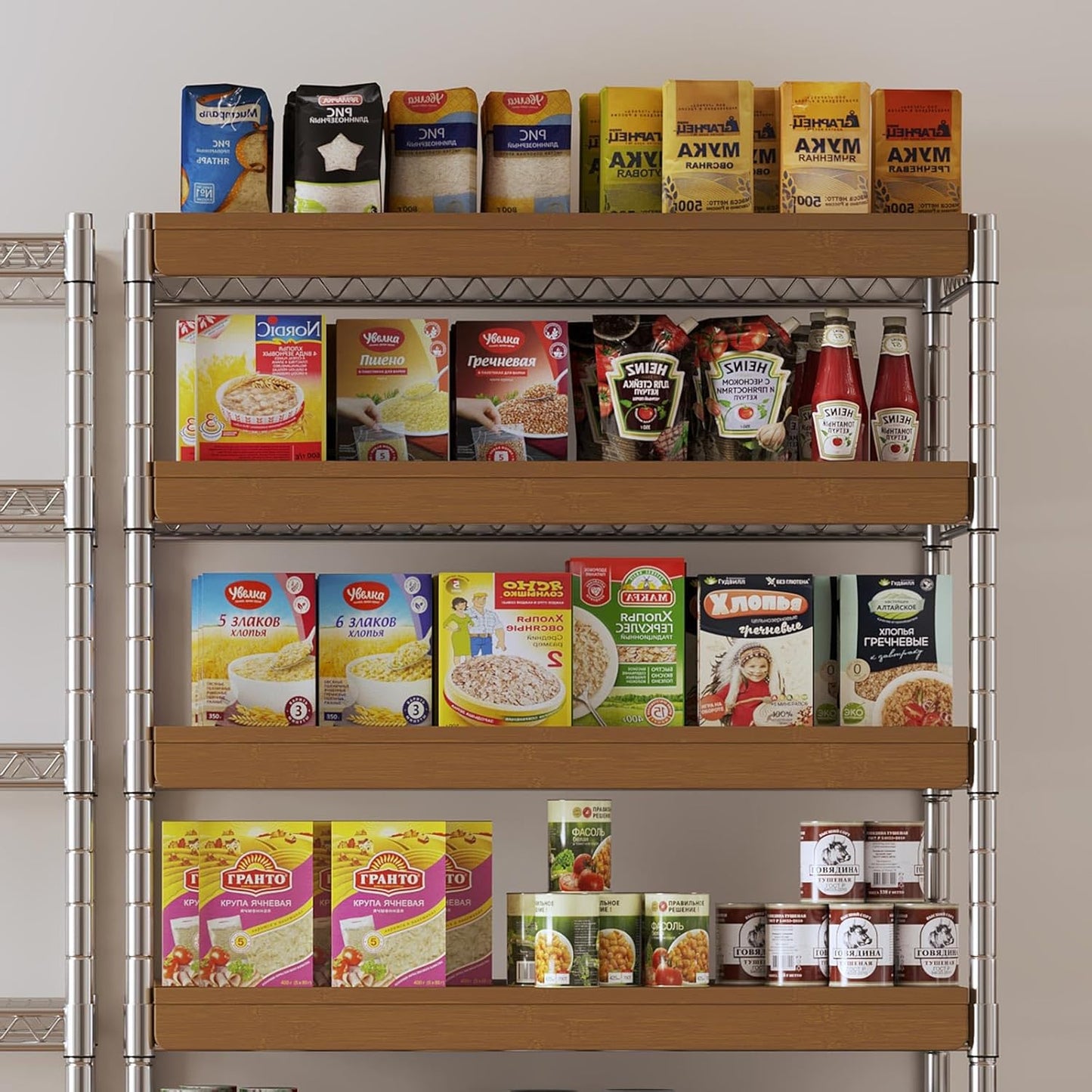 Fundas estante bambú modulares 24pulg nogal 4 Pzas