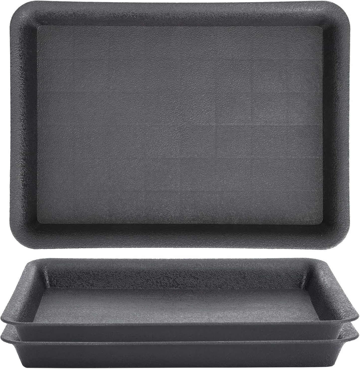 3 Pack Bandeja Plantas Rectangular Negra 11pulg Resistente