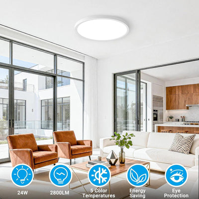 Lámpara LED empotrada 12pulg 24W 5 temperaturas color