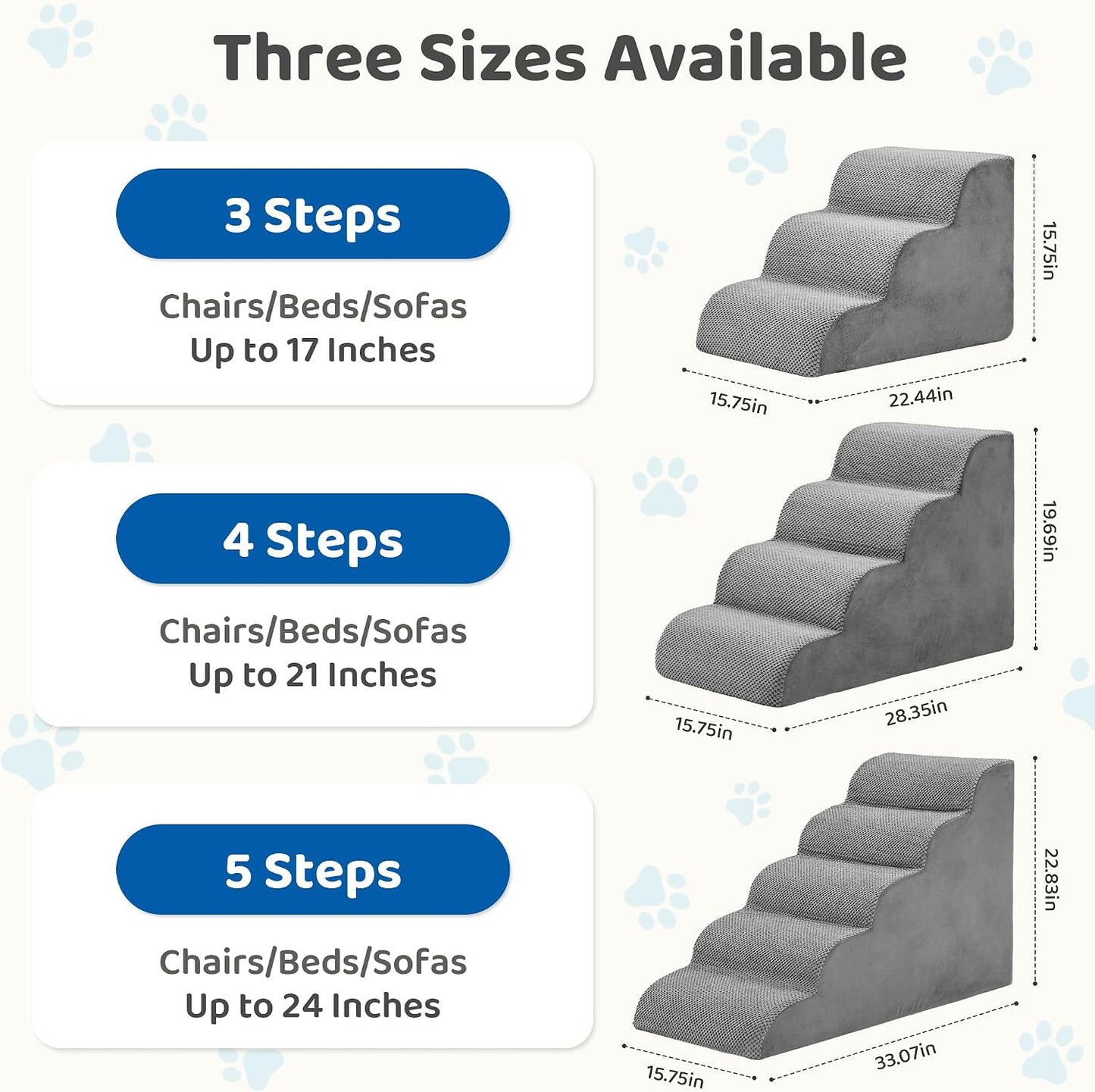 Rampa escaleras mascotas 4 escalones espuma antideslizante gris