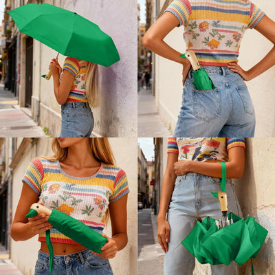 Paraguas automático mango pato plegable viaje madera regalo mujer