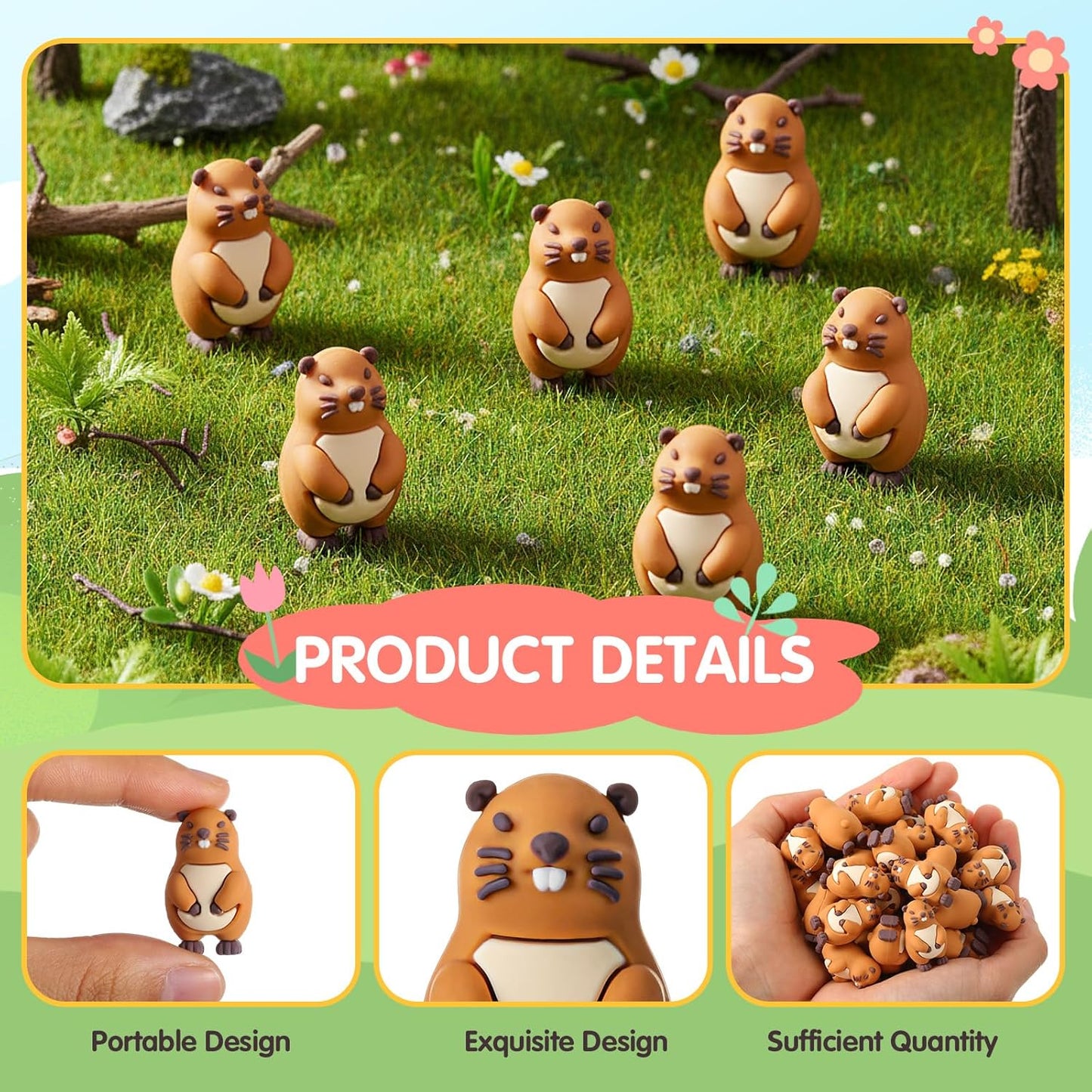 25 Mini Figuras Marmota Decoración Cupcakes Fiesta