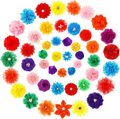 Set 50 Pzas Collares Flores para Mascotas Bodas Cumpleaños