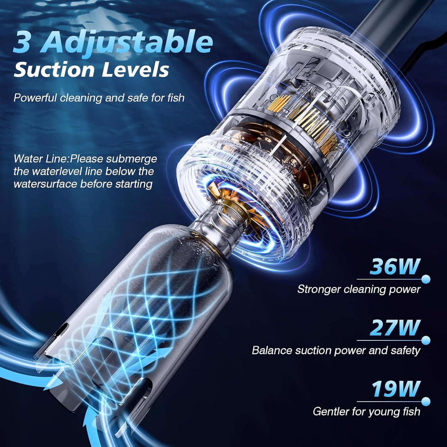 Aspiradora acuario 8en1 multifuncional 36W para limpieza automática
