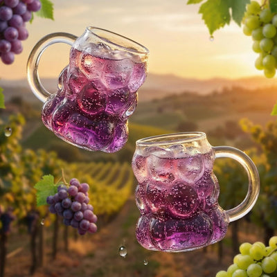 Vasos de burbujas de cristal transparente con asa para té helado, café y bebidas