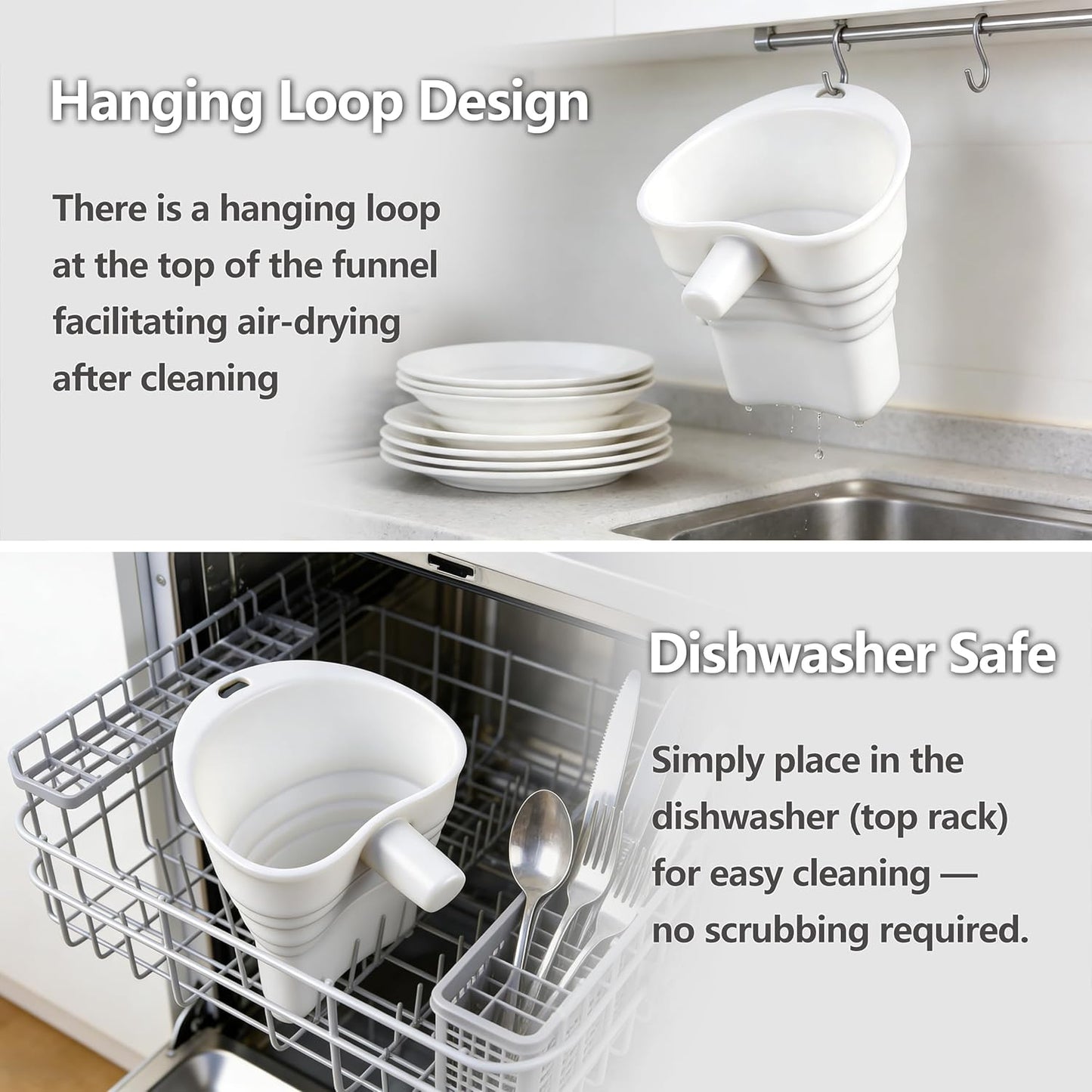 Embudo de harina de silicona para KitchenAid, accesorio plegable para hornear sin desorden
