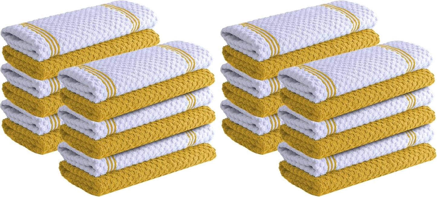 Set 24 Toallas Cocina Algodón 15x25pulg Amarillo Radiante