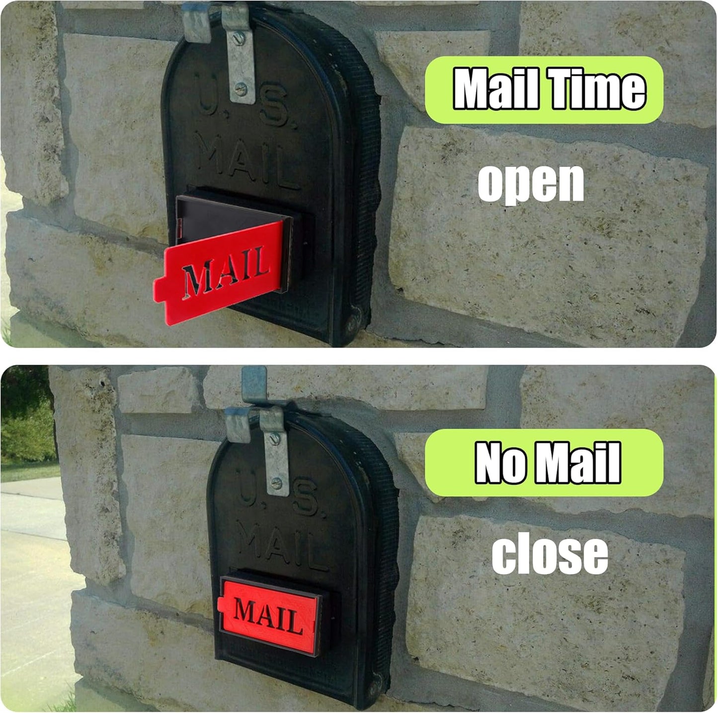 Bandera postal plástico duradero para mailbox de ladrillo y piedra