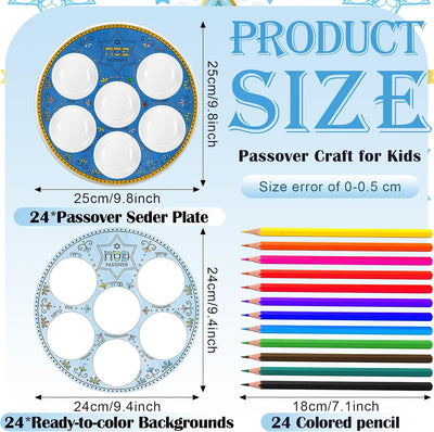 Set 24 Juegos Manualidades Platos Seder Pascua Colorear