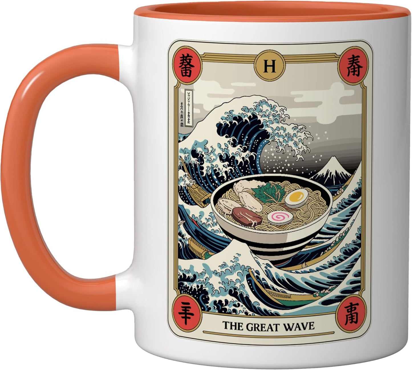 Taza Cerámica Ramen Surfing Tarot Orange/Blanco