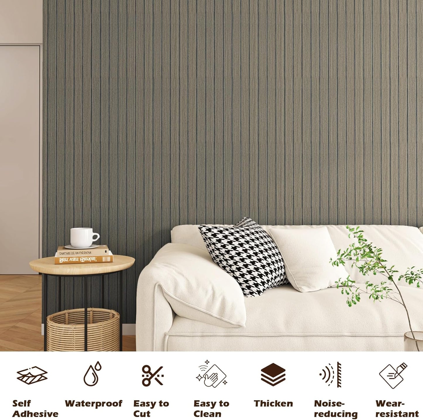 Panel pared lámina PVC 11.8x78.7pulg gris insonorizado