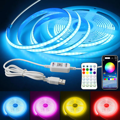 Tira LED COB USB RGB con control remoto 2m sincronización música