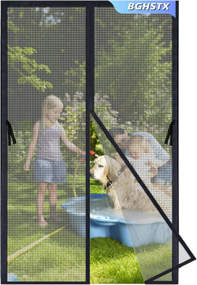 Puerta mosquitera magnética doble costura para mascotas