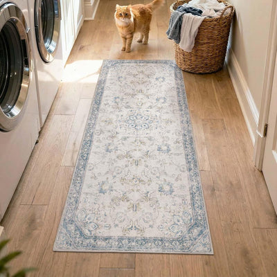 Alfombra pasillo vintage 2x5pulg antideslizante diseño floral