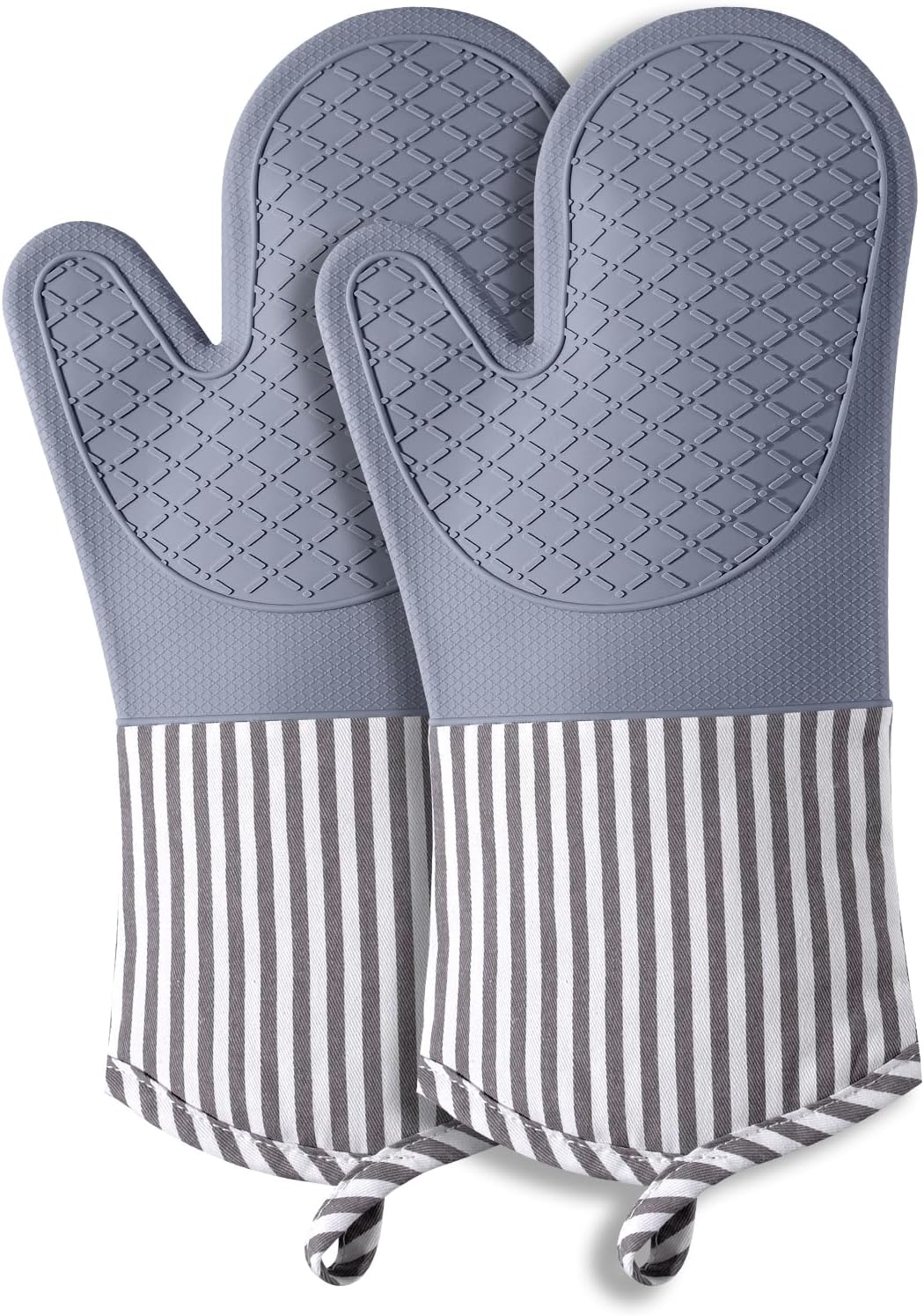 Guantes silicona cocina resistentes calor 500°F 13.5pulg gris