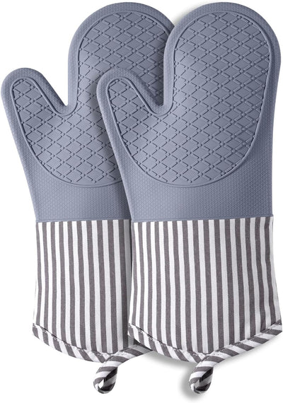 Guantes silicona cocina resistentes calor 500°F 13.5pulg gris