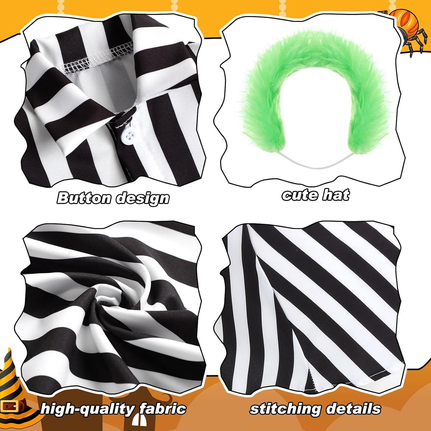 Traje ganso Halloween rayas blancas y negras
