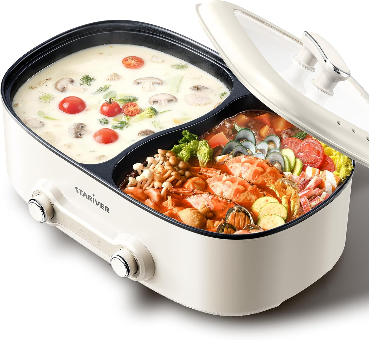 Olla eléctrica Shabu Shabu 7L con divisor control doble temperatura