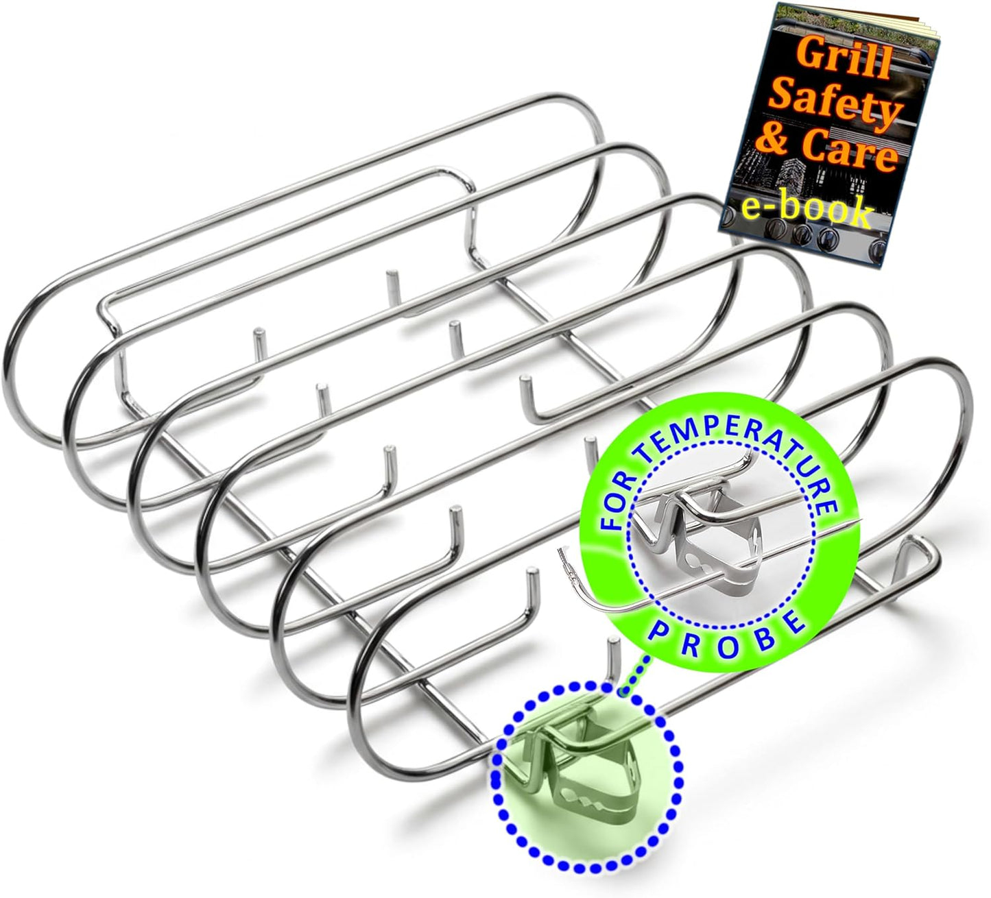 Estante acero inox para costillas con soporte sonda temperatura