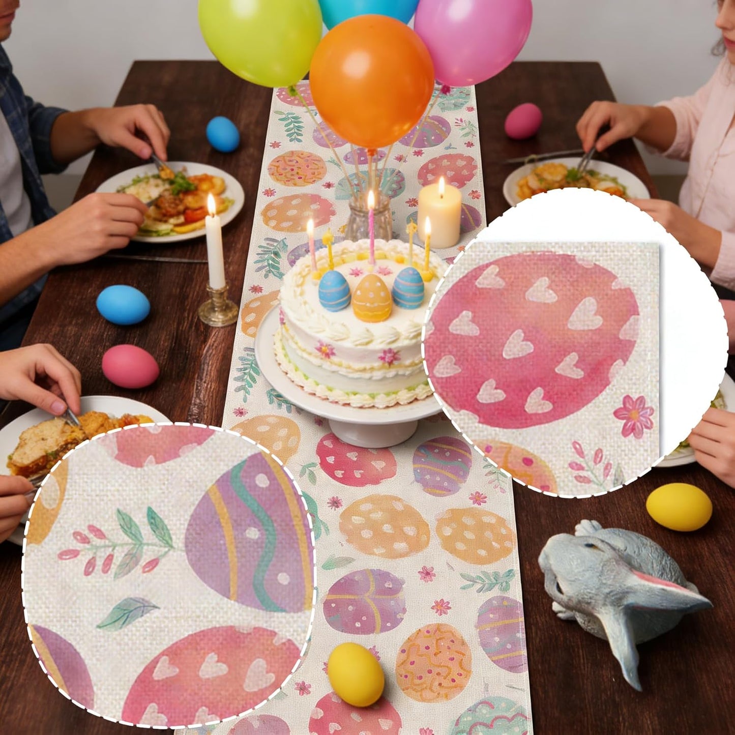 Camino de mesa con diseño de zanahoria y conejo para Pascua 13x72 pulgadas