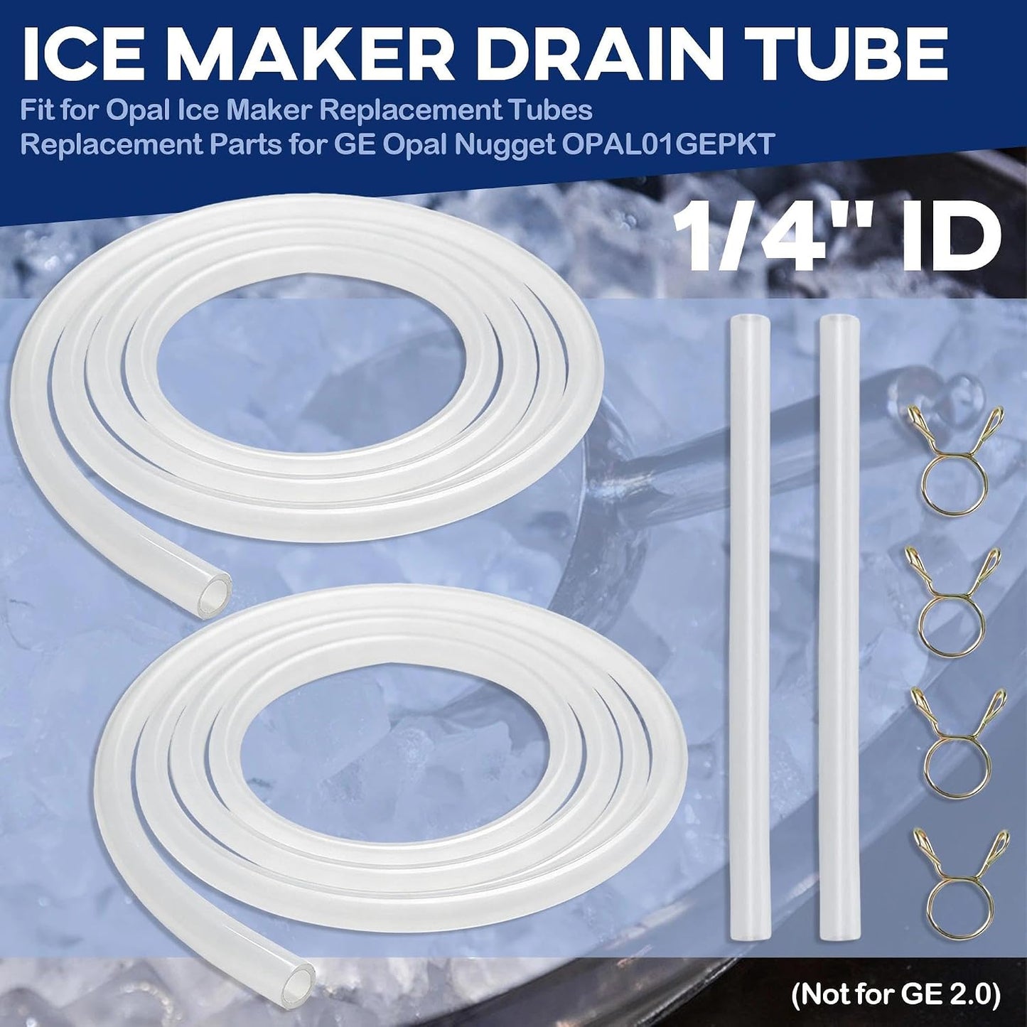 Tubo drenaje máquina hielo repuesto silicona ID 1/4 pulg