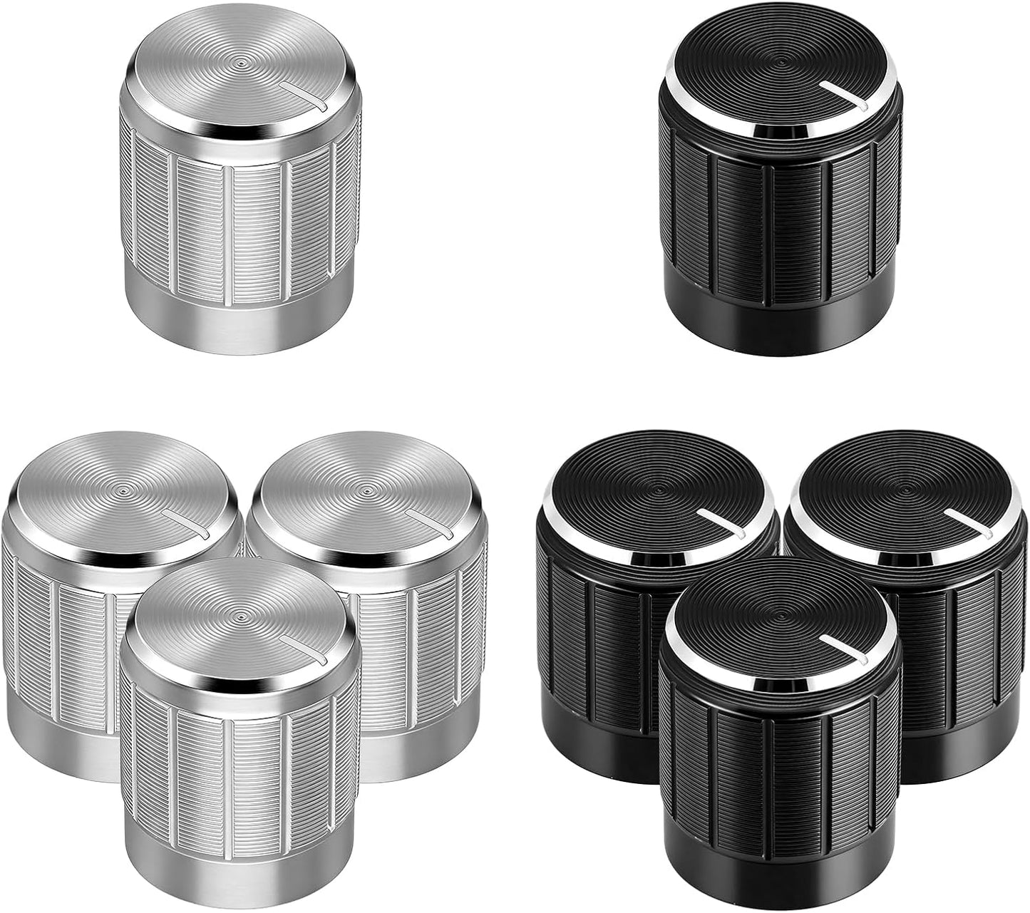 8 Pomos Lámpara Pie Atenuador Giratorio Negro Plateado