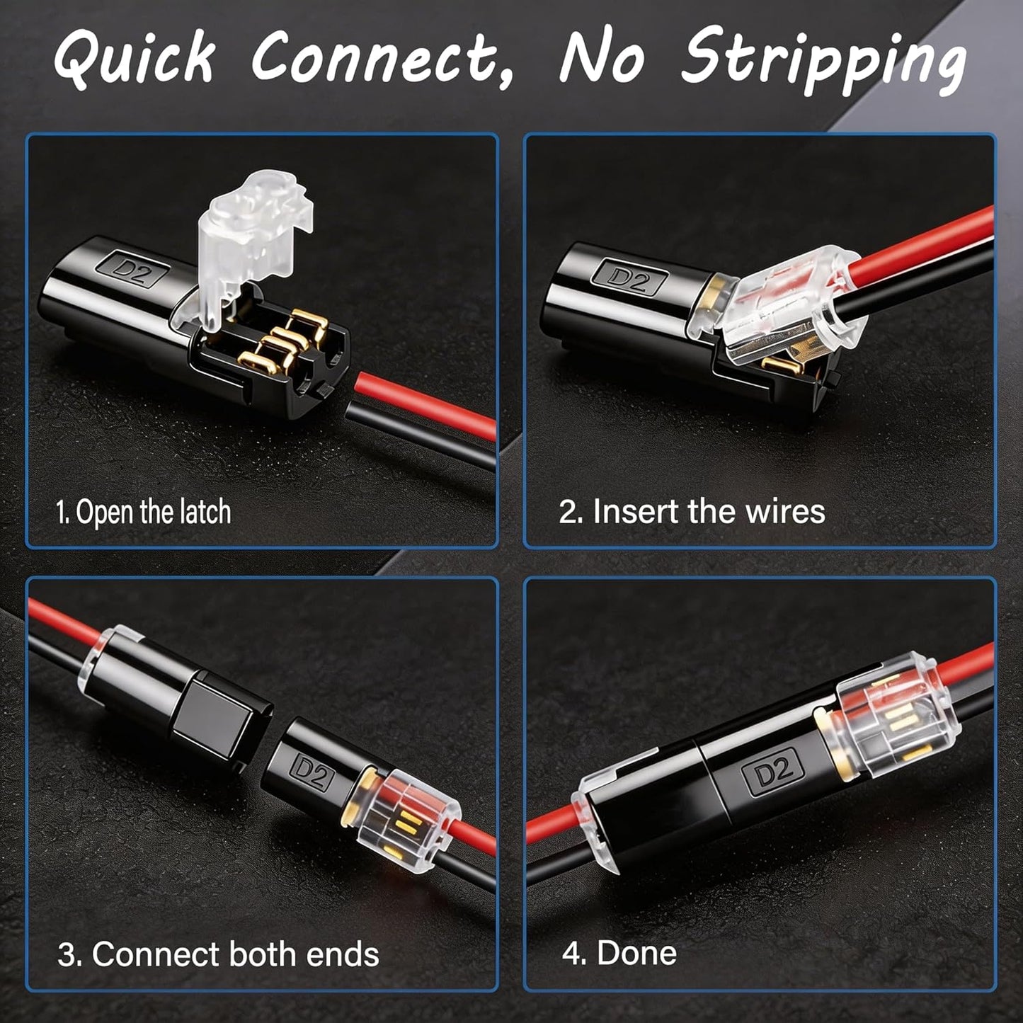 50 Conectores Cable Rápido con Hebilla Bloqueo para Luces LED