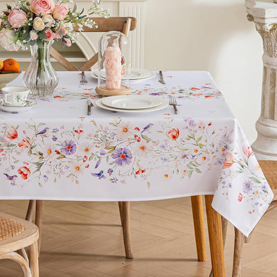 Mantel floral de primavera cuadrado con tulipanes impermeable para fiestas