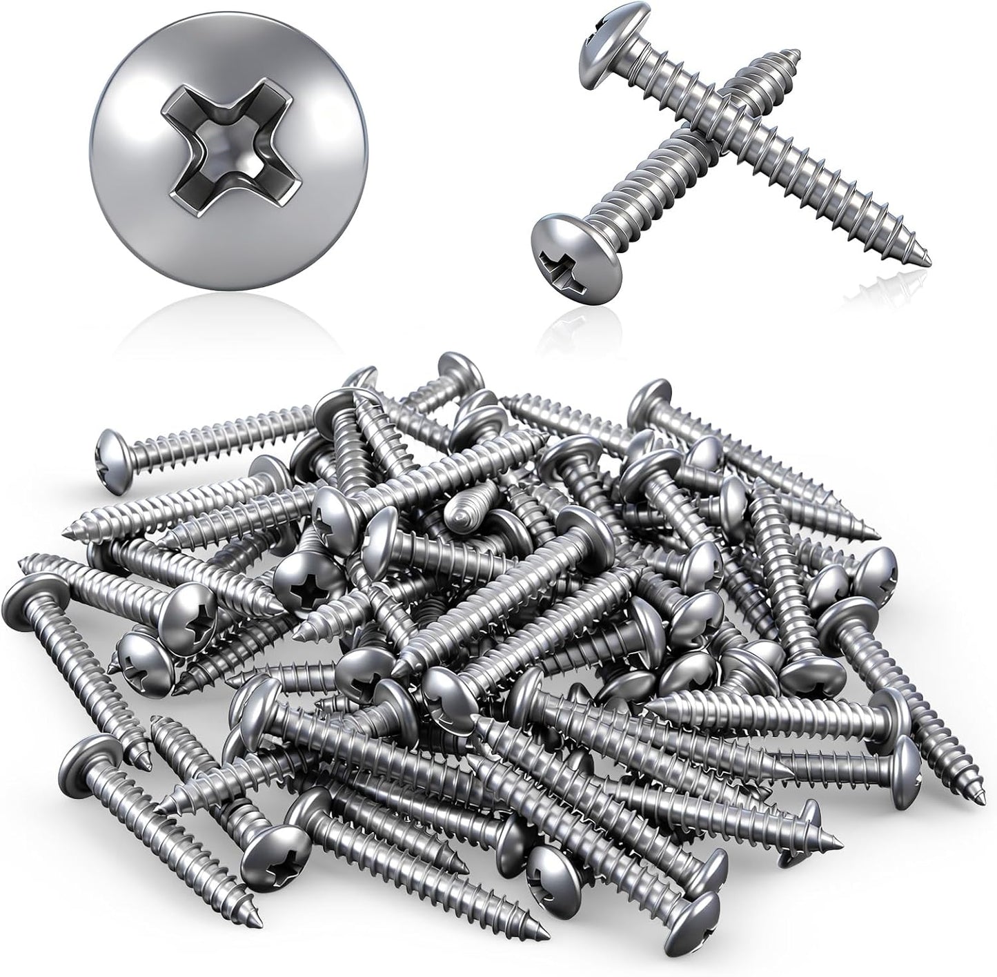 Set 100 tornillos acero inox 10x1-1/4 pulg comp barco