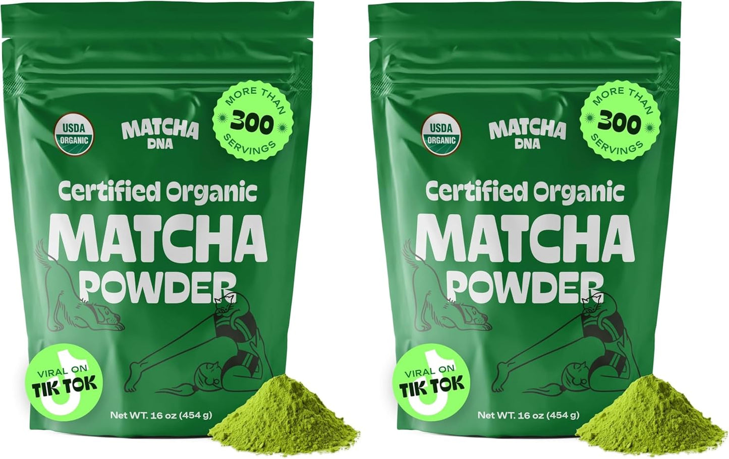 Polvo Matcha Orgánico Certificado Bolsa 16oz Pack 2